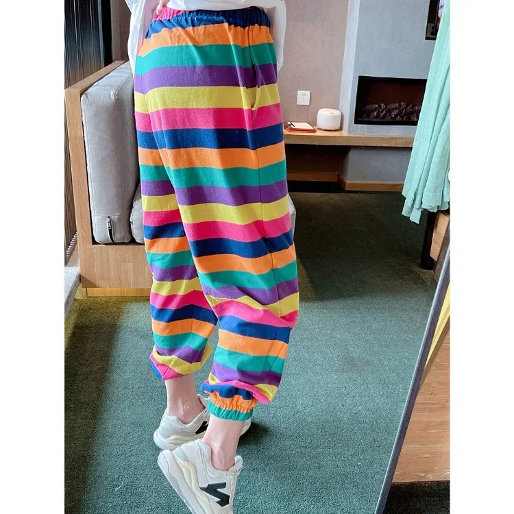 Streetwear Women Pants Fashion Striped Y2k Harem Pants High Waist Casual Pantalon Femme 2025 New Bottoms Korean Trousers 27v158