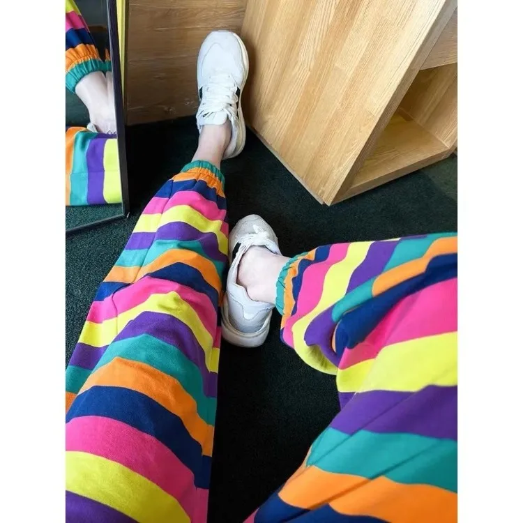 Streetwear Women Pants Fashion Striped Y2k Harem Pants High Waist Casual Pantalon Femme 2025 New Bottoms Korean Trousers 27v158