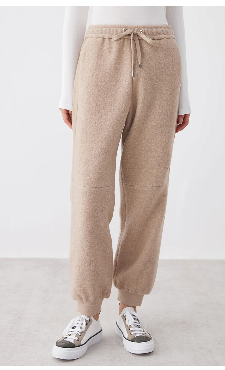 K2639W High Quality Women's Clothing Luxury Brand Casual Trousers Autumn and Winter Thick 100% Wool Pants