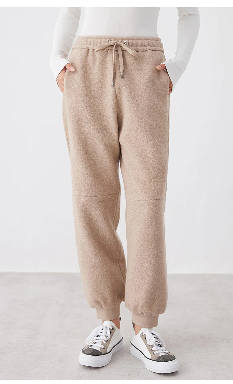 K2639W High Quality Women's Clothing Luxury Brand Casual Trousers Autumn and Winter Thick 100% Wool Pants