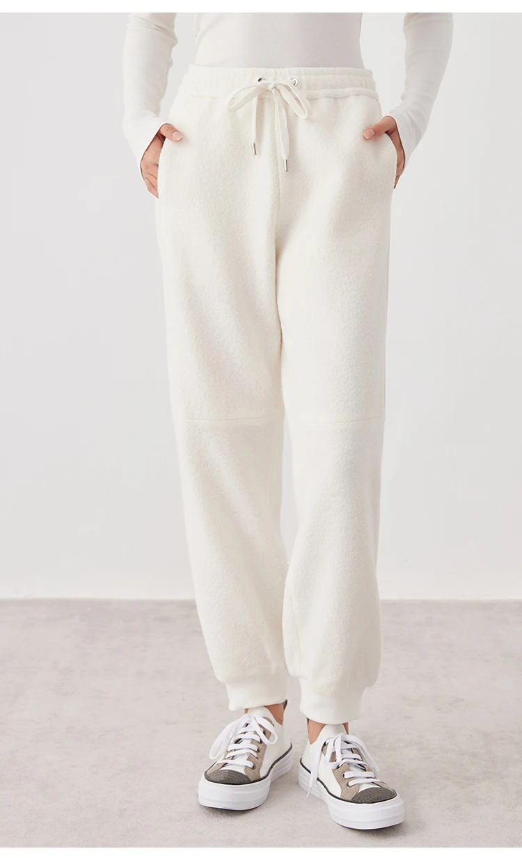 K2639W High Quality Women's Clothing Luxury Brand Casual Trousers Autumn and Winter Thick 100% Wool Pants