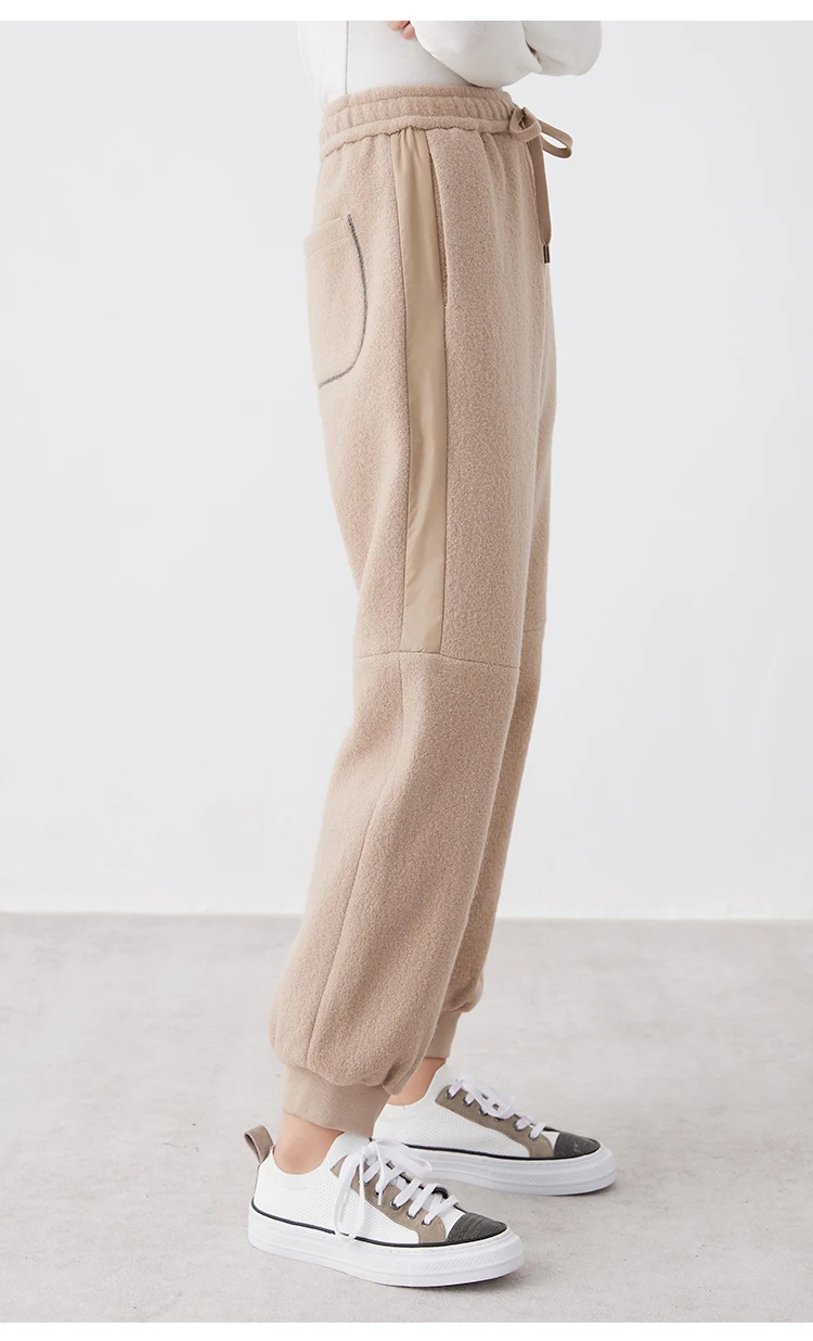 K2639W High Quality Women's Clothing Luxury Brand Casual Trousers Autumn and Winter Thick 100% Wool Pants