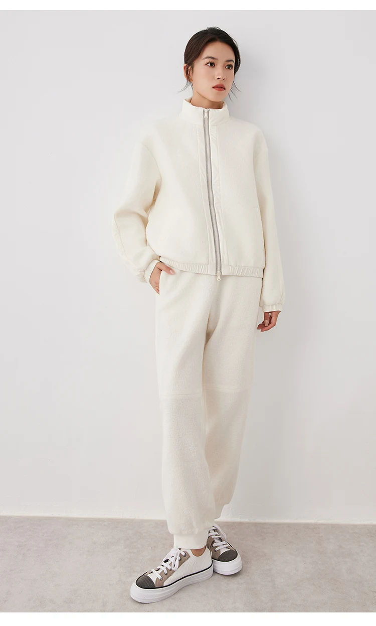 K2639W High Quality Women's Clothing Luxury Brand Casual Trousers Autumn and Winter Thick 100% Wool Pants