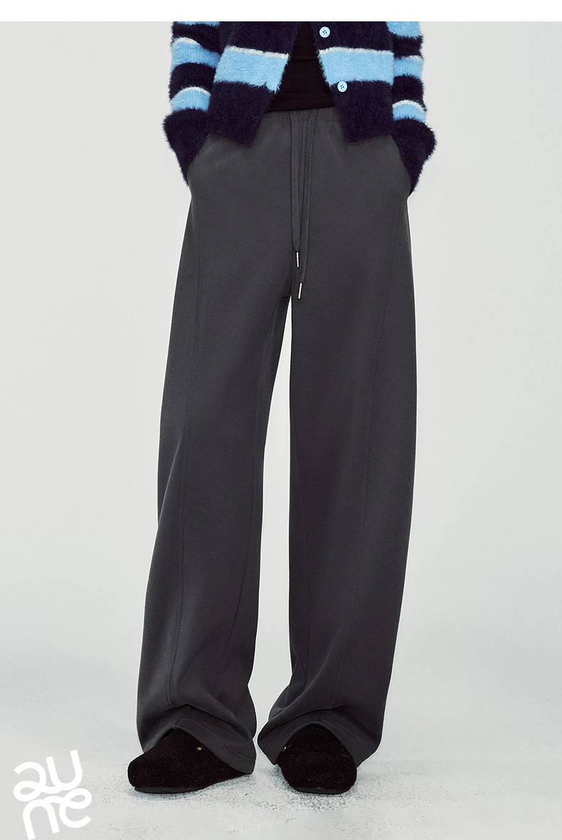 TOYOUTH Women Sweatpants 2026 Winter New Fleece‑Lined Warm Seam‑Detail Casual Long Bottoms