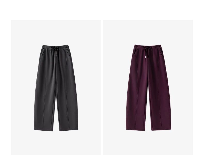 TOYOUTH Women Sweatpants 2026 Winter New Fleece‑Lined Warm Seam‑Detail Casual Long Bottoms