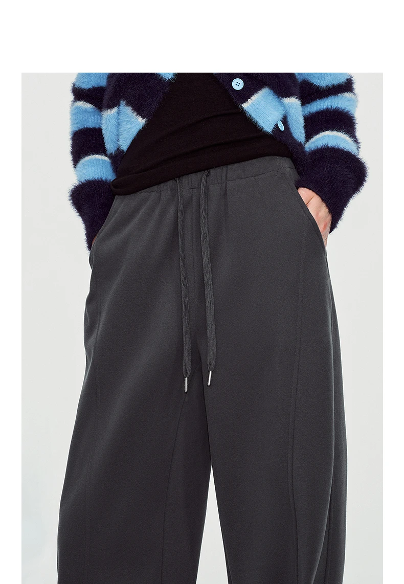 TOYOUTH Women Sweatpants 2026 Winter New Fleece‑Lined Warm Seam‑Detail Casual Long Bottoms