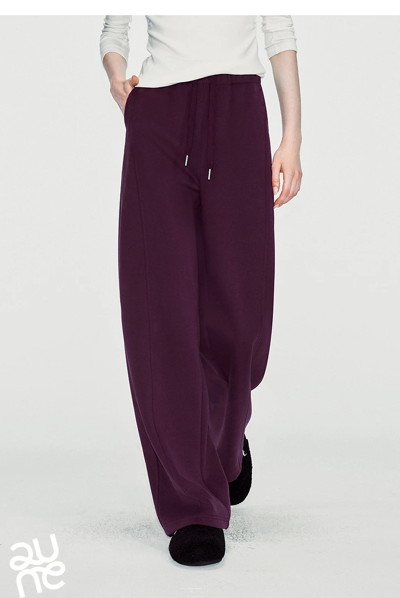 TOYOUTH Women Sweatpants 2026 Winter New Fleece‑Lined Warm Seam‑Detail Casual Long Bottoms