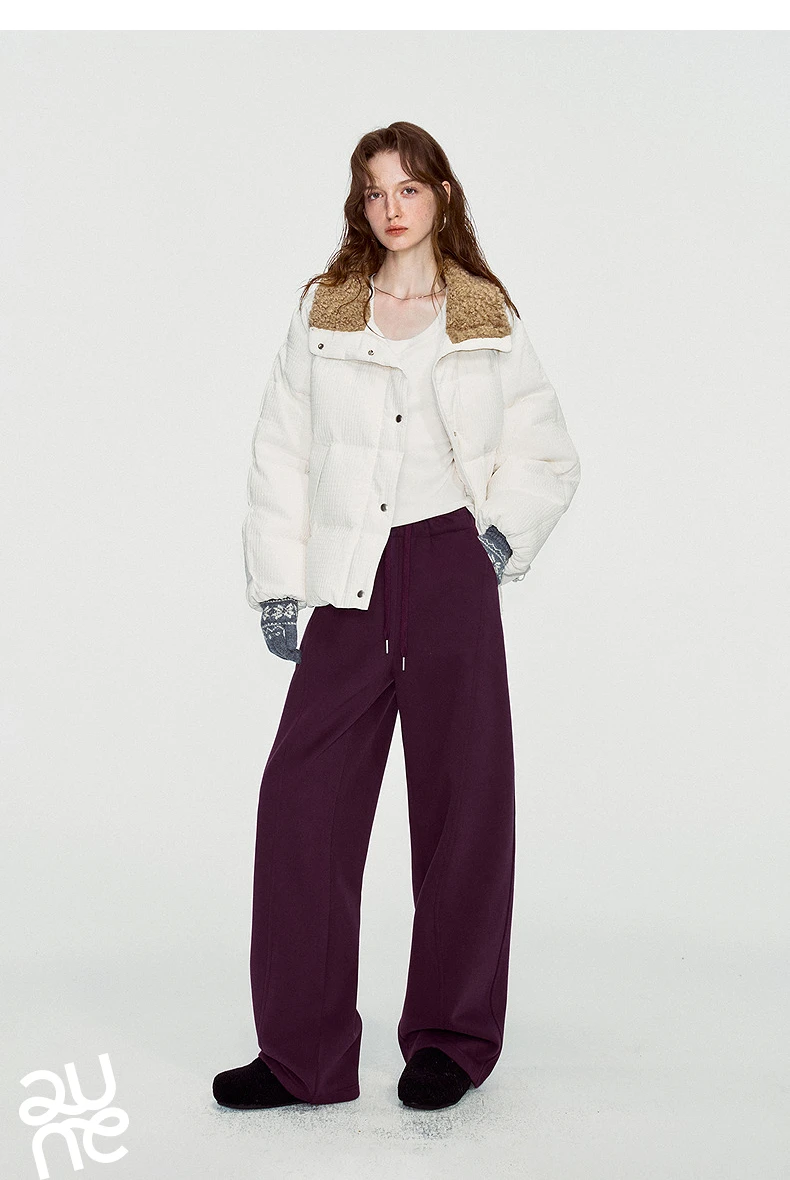 TOYOUTH Women Sweatpants 2026 Winter New Fleece‑Lined Warm Seam‑Detail Casual Long Bottoms