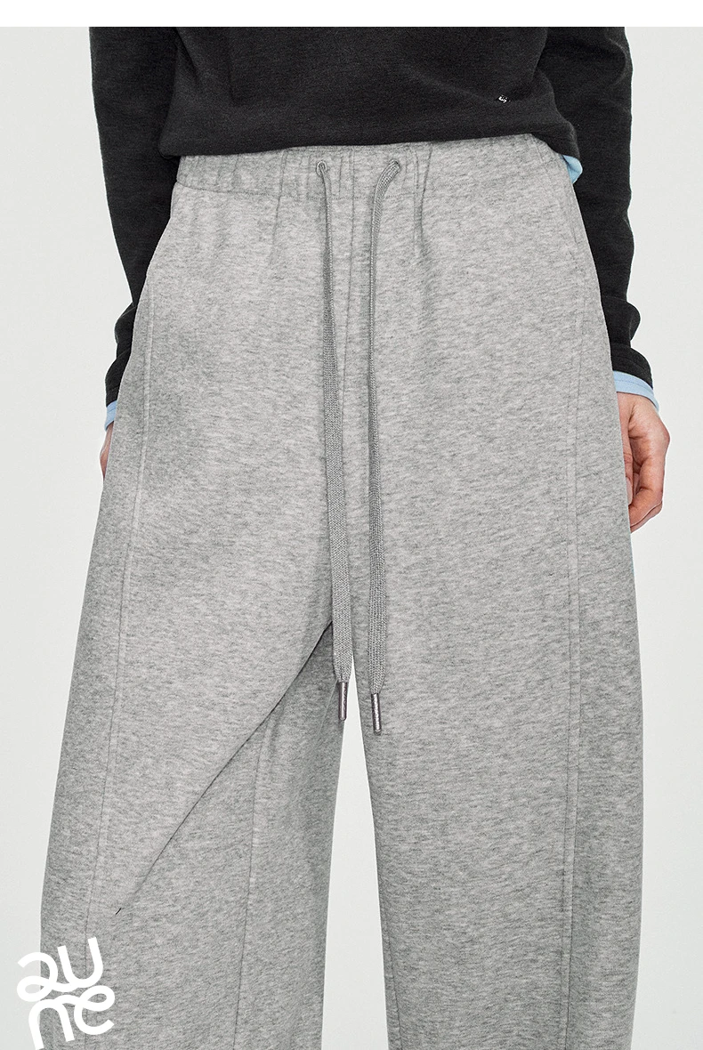 TOYOUTH Women Sweatpants 2026 Winter New Fleece‑Lined Warm Seam‑Detail Casual Long Bottoms