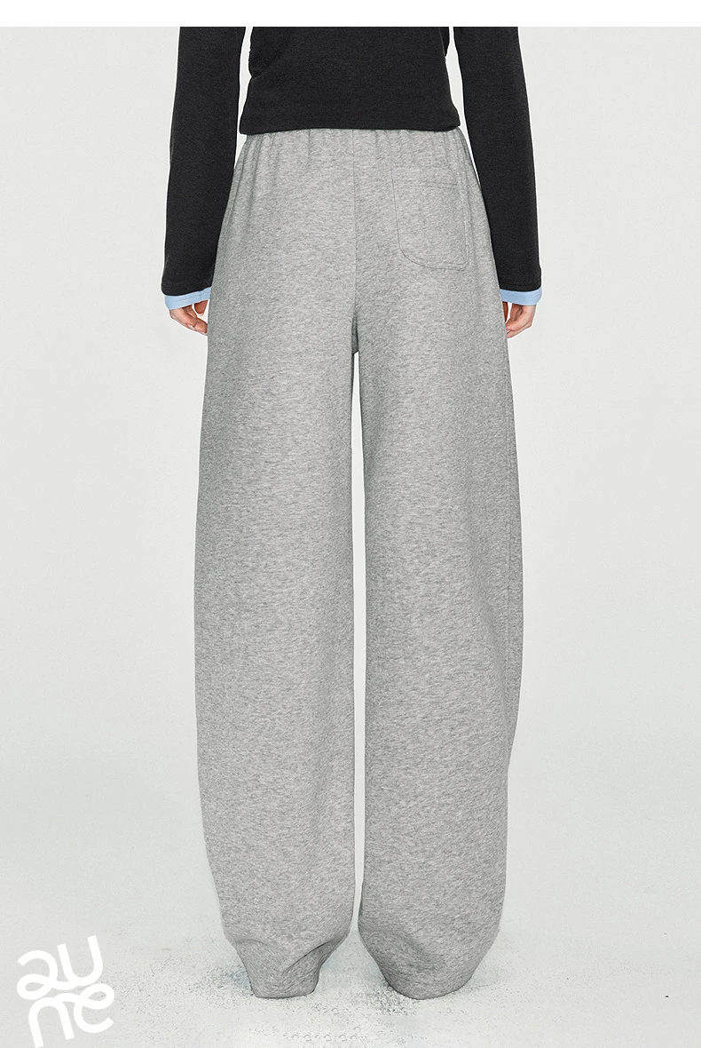 TOYOUTH Women Sweatpants 2026 Winter New Fleece‑Lined Warm Seam‑Detail Casual Long Bottoms