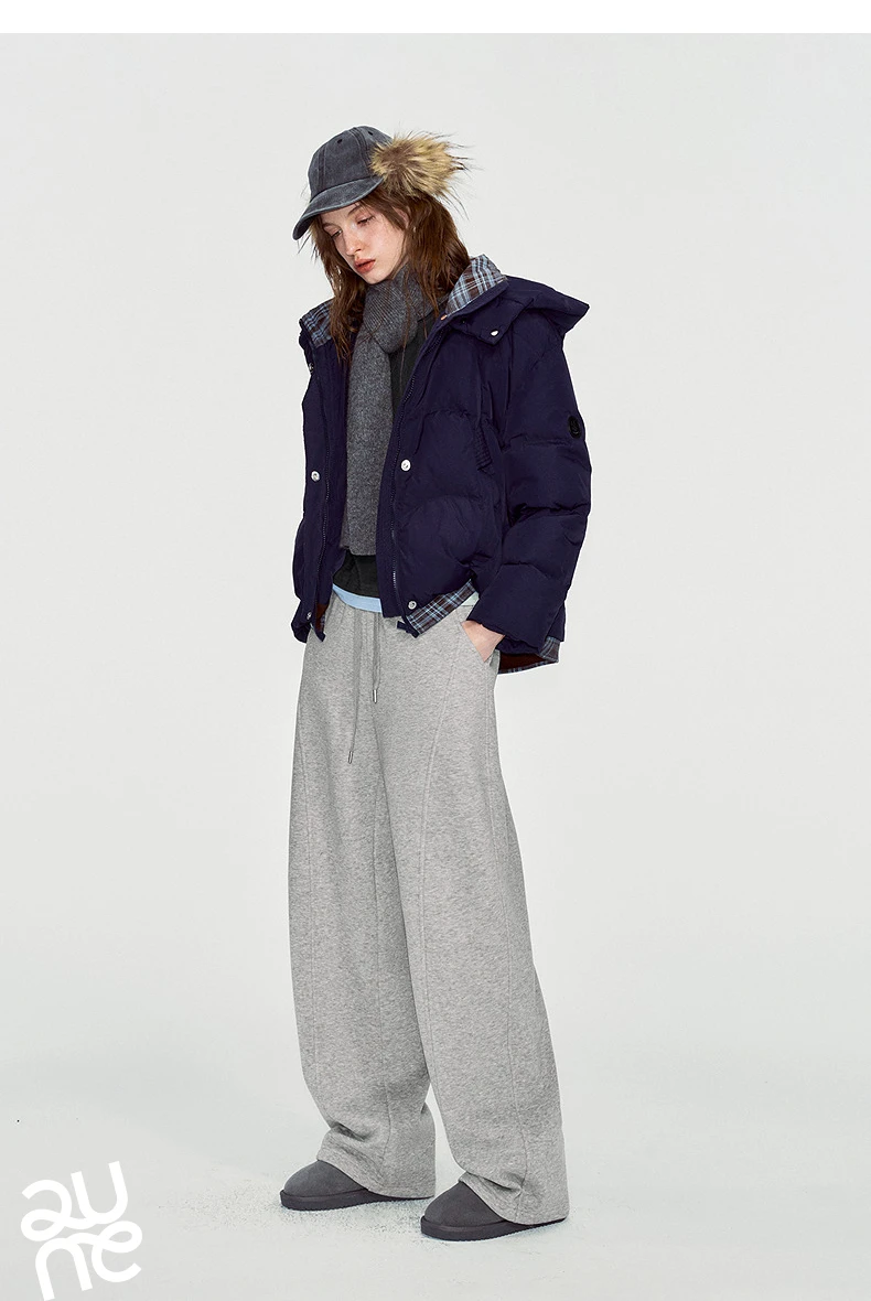 TOYOUTH Women Sweatpants 2026 Winter New Fleece‑Lined Warm Seam‑Detail Casual Long Bottoms