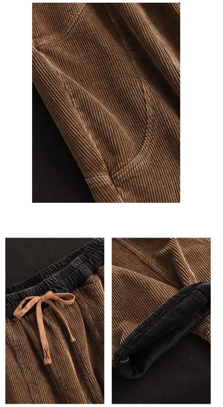 Amax luluE Winter Fashion Corduroy Pants Womens Leisure Loose Vintage Fur Harem Trousers Ladies Classic Luxury Elegant Clothes