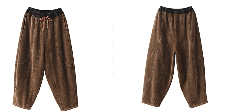 Amax luluE Winter Fashion Corduroy Pants Womens Leisure Loose Vintage Fur Harem Trousers Ladies Classic Luxury Elegant Clothes