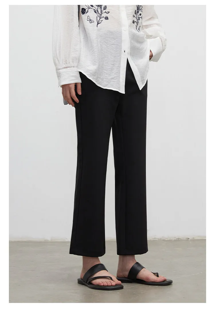 CHIC VEN Fashion Women Pants New High Waist Casual Female Trousers Black Flared Ankle-Length Bottom Pant Spring Autumn 2026