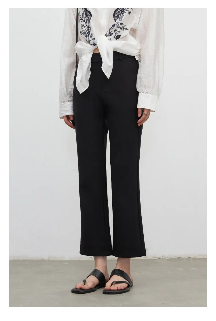 CHIC VEN Fashion Women Pants New High Waist Casual Female Trousers Black Flared Ankle-Length Bottom Pant Spring Autumn 2026