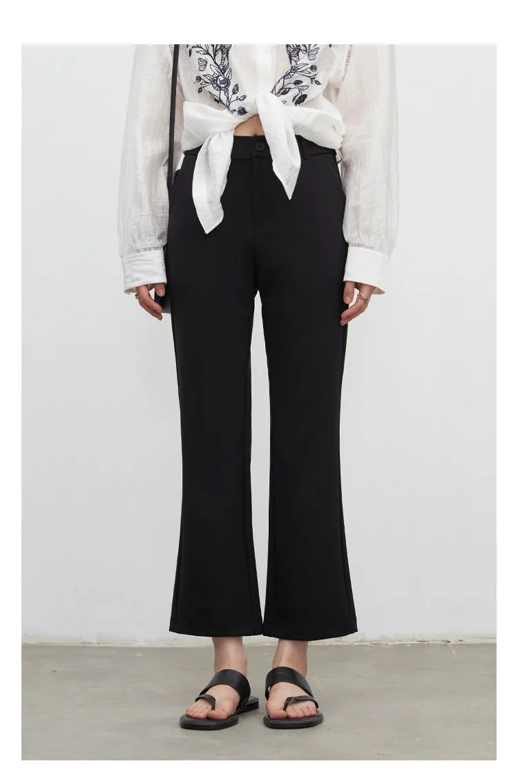 CHIC VEN Fashion Women Pants New High Waist Casual Female Trousers Black Flared Ankle-Length Bottom Pant Spring Autumn 2026