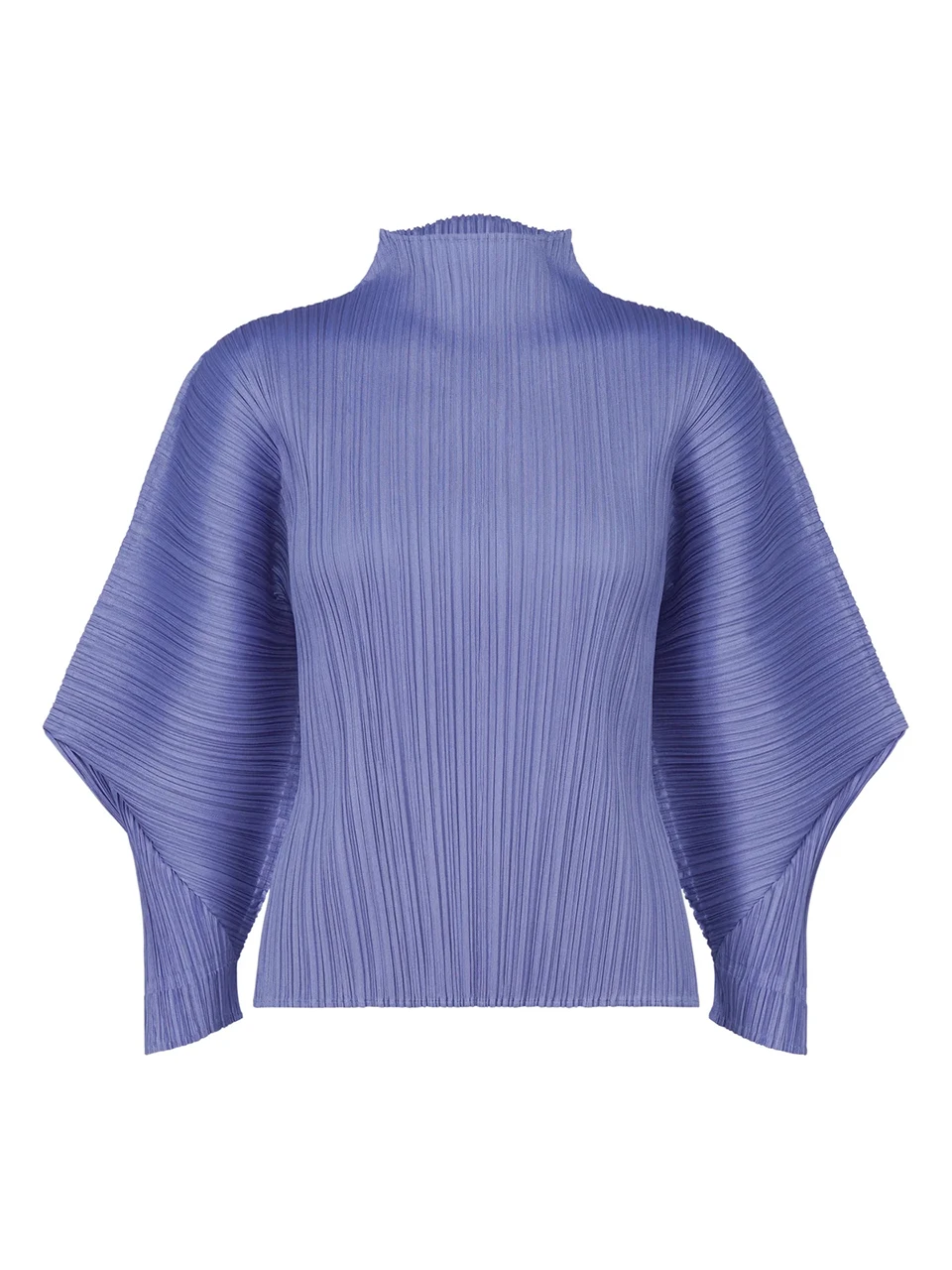 Miyake Pleated Skyline Flare Trousers Elastic Waistband Long Pants High Neck Dolman Sleeves Tops