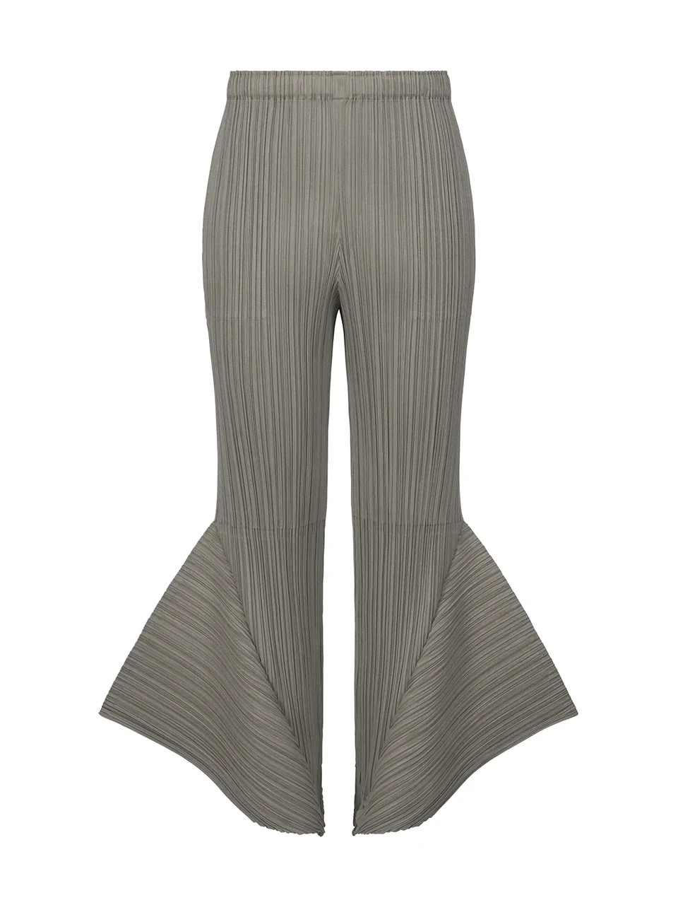 Miyake Pleated Skyline Flare Trousers Elastic Waistband Long Pants High Neck Dolman Sleeves Tops