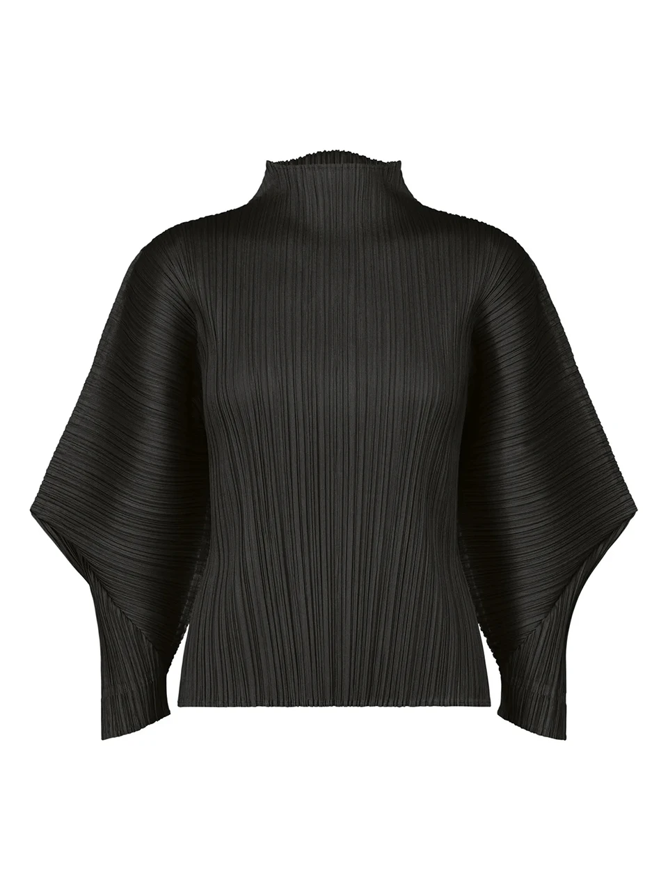 Miyake Pleated Skyline Flare Trousers Elastic Waistband Long Pants High Neck Dolman Sleeves Tops