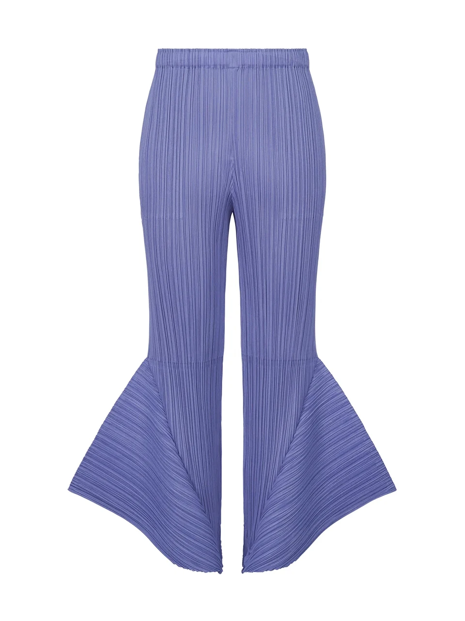 Miyake Pleated Skyline Flare Trousers Elastic Waistband Long Pants High Neck Dolman Sleeves Tops
