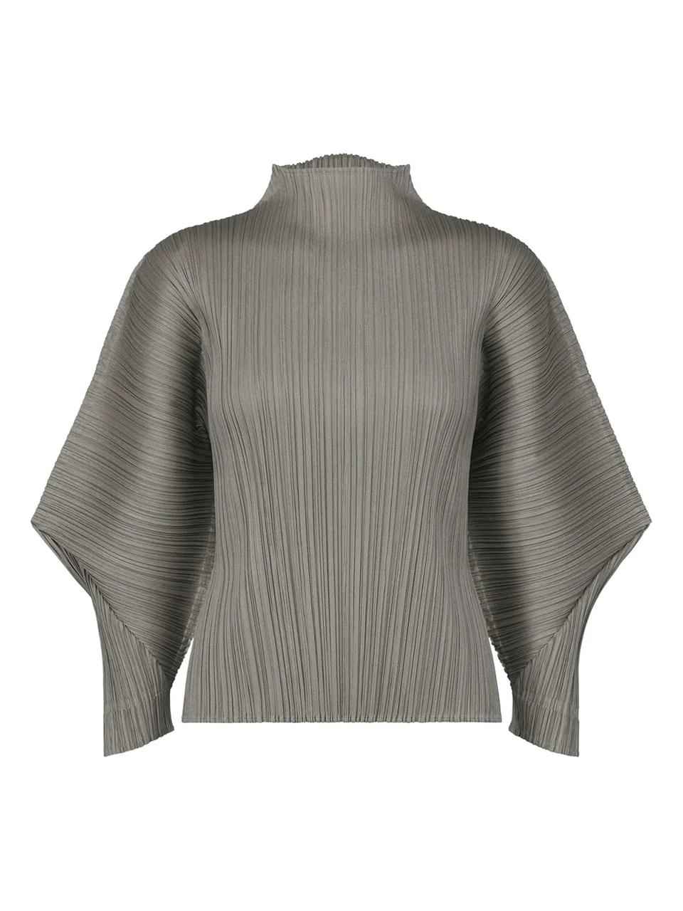 Miyake Pleated Skyline Flare Trousers Elastic Waistband Long Pants High Neck Dolman Sleeves Tops