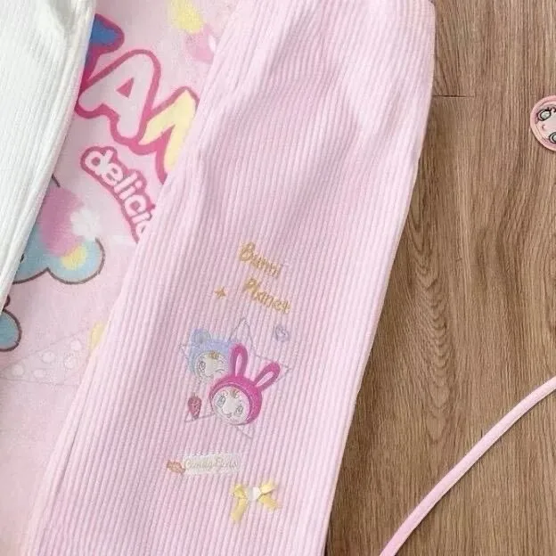 Japanese Lolita Style Corduroy Pants Women Sweet Kawaii Cartoon Embroidery Casual Y2k Trousers Harajuku Subculture Sweatpants