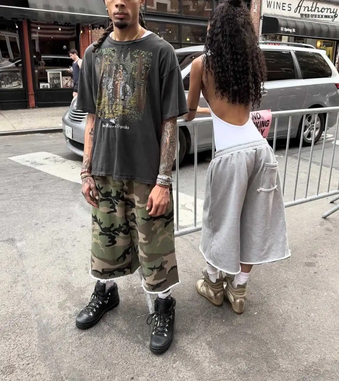 STYLISH LADY Retro Camo Print Loose Sweatpants Shorts 2026 Summer Women Hip Hop Distressed Raw Hem Casual Streetwear Capri Pants