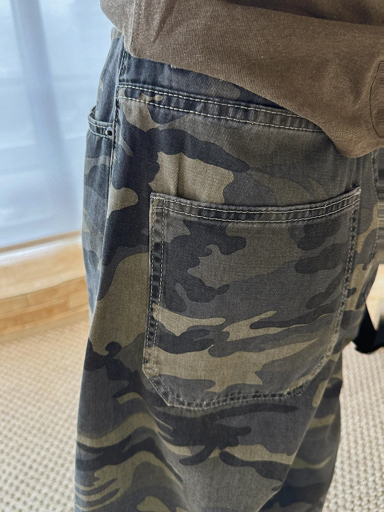 [EAM] High Waist Camouflage Vintage Long Denim Casual Wide Leg Pants New Trousers Women Fashion Tide Spring Autumn 2026 1DJ5946