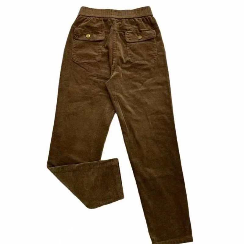 2026 New Korean Autumn Winter Corduroy Harem Pants Women Elastic High Waist Loose Solid Color Casual All-Match Female Trousers