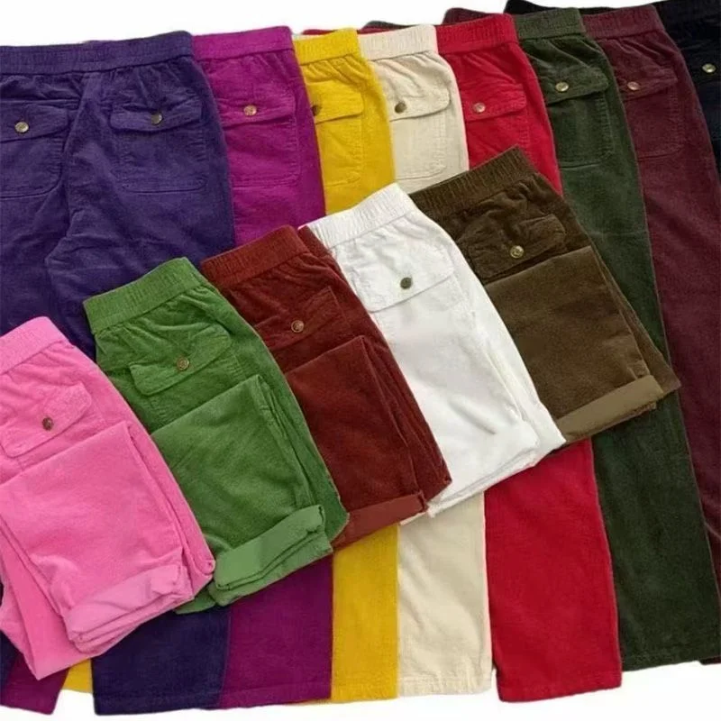 2026 New Korean Autumn Winter Corduroy Harem Pants Women Elastic High Waist Loose Solid Color Casual All-Match Female Trousers