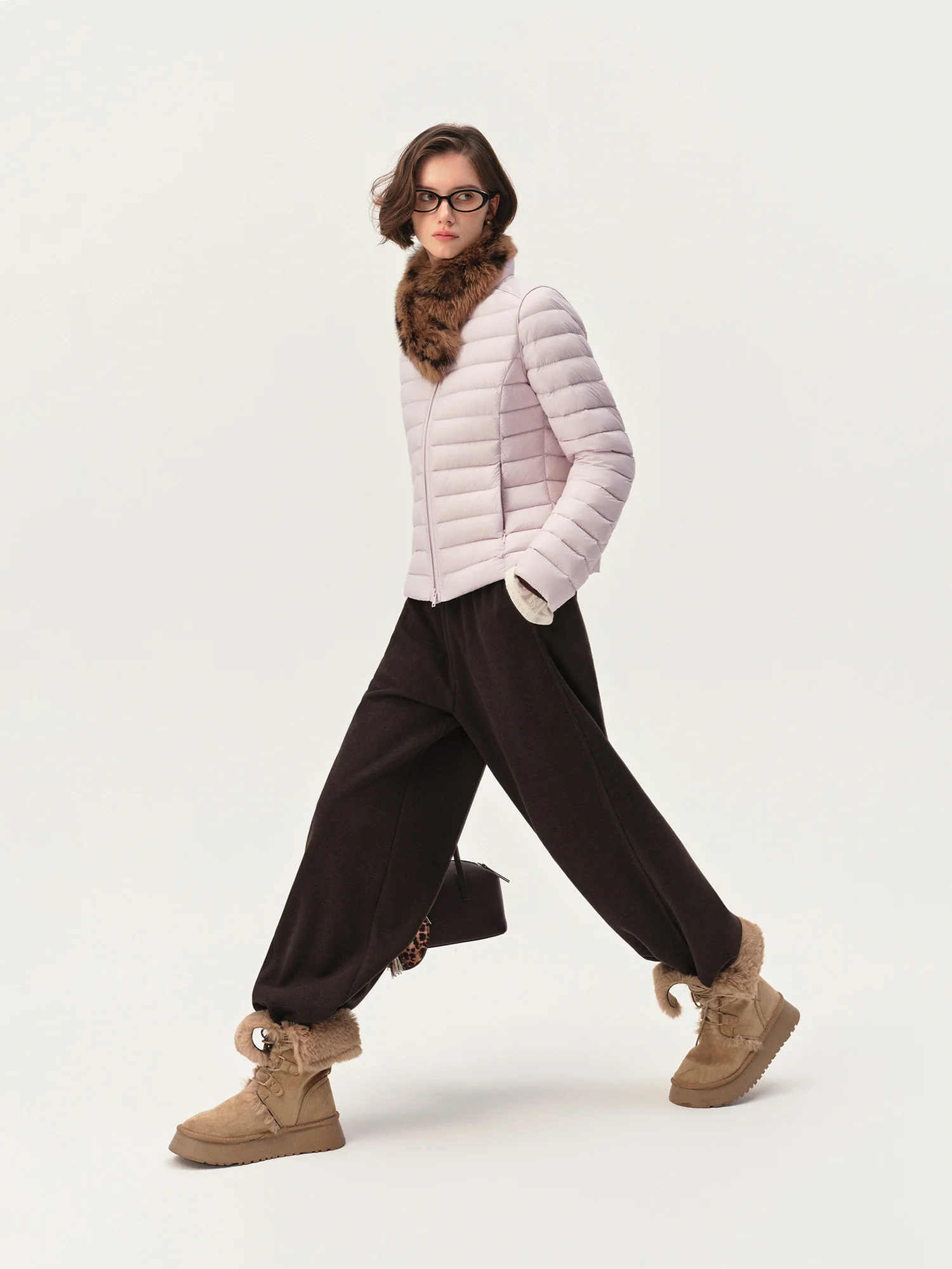 ZIQIAO 2026 Fall Women's Effortless Relaxed High Waist Wool Knit Pants with Diagonal Seam - Chic Casual Trousers for Daily Wear