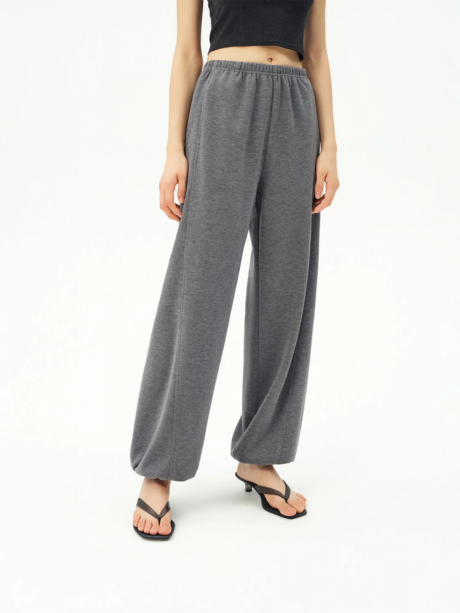 ZIQIAO 2026 Fall Women's Effortless Relaxed High Waist Wool Knit Pants with Diagonal Seam - Chic Casual Trousers for Daily Wear