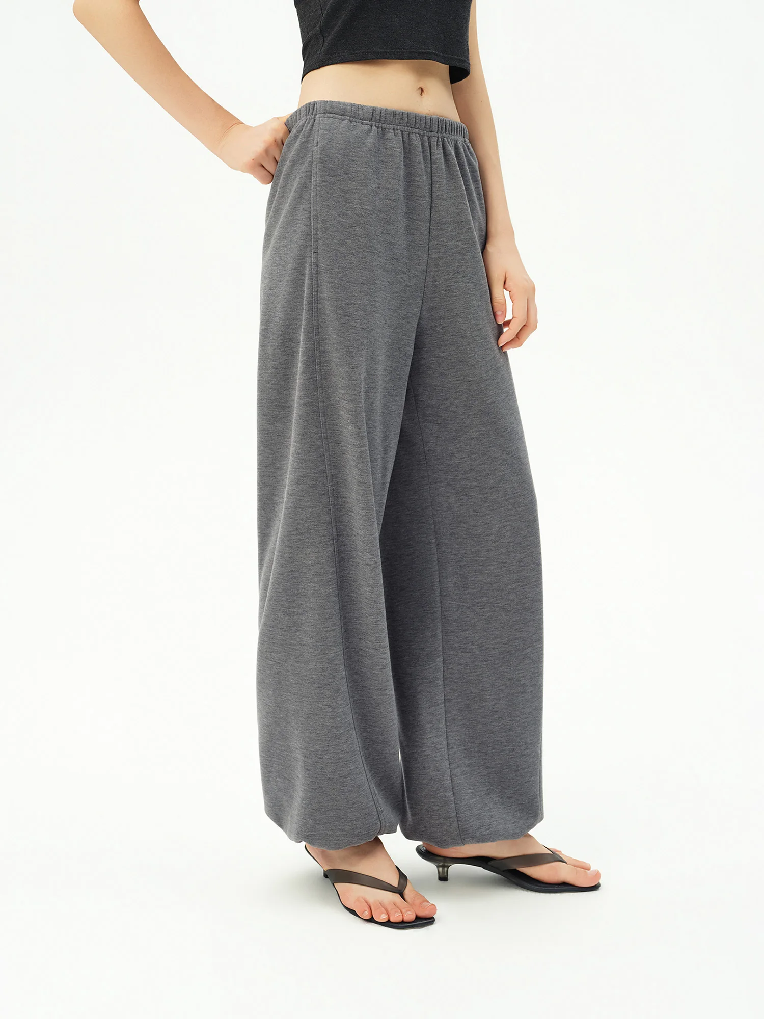 ZIQIAO 2026 Fall Women's Effortless Relaxed High Waist Wool Knit Pants with Diagonal Seam - Chic Casual Trousers for Daily Wear