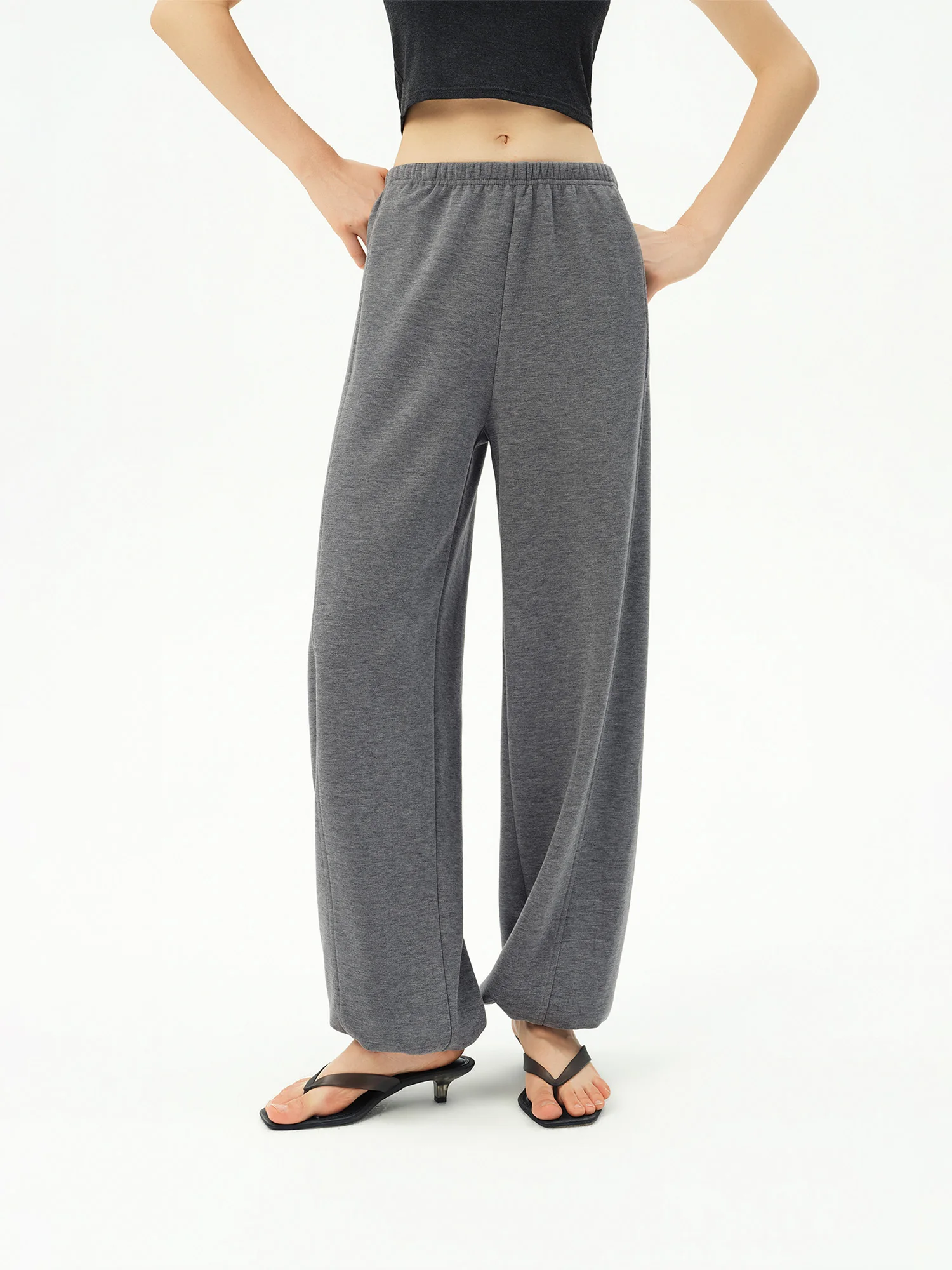 ZIQIAO 2026 Fall Women's Effortless Relaxed High Waist Wool Knit Pants with Diagonal Seam - Chic Casual Trousers for Daily Wear