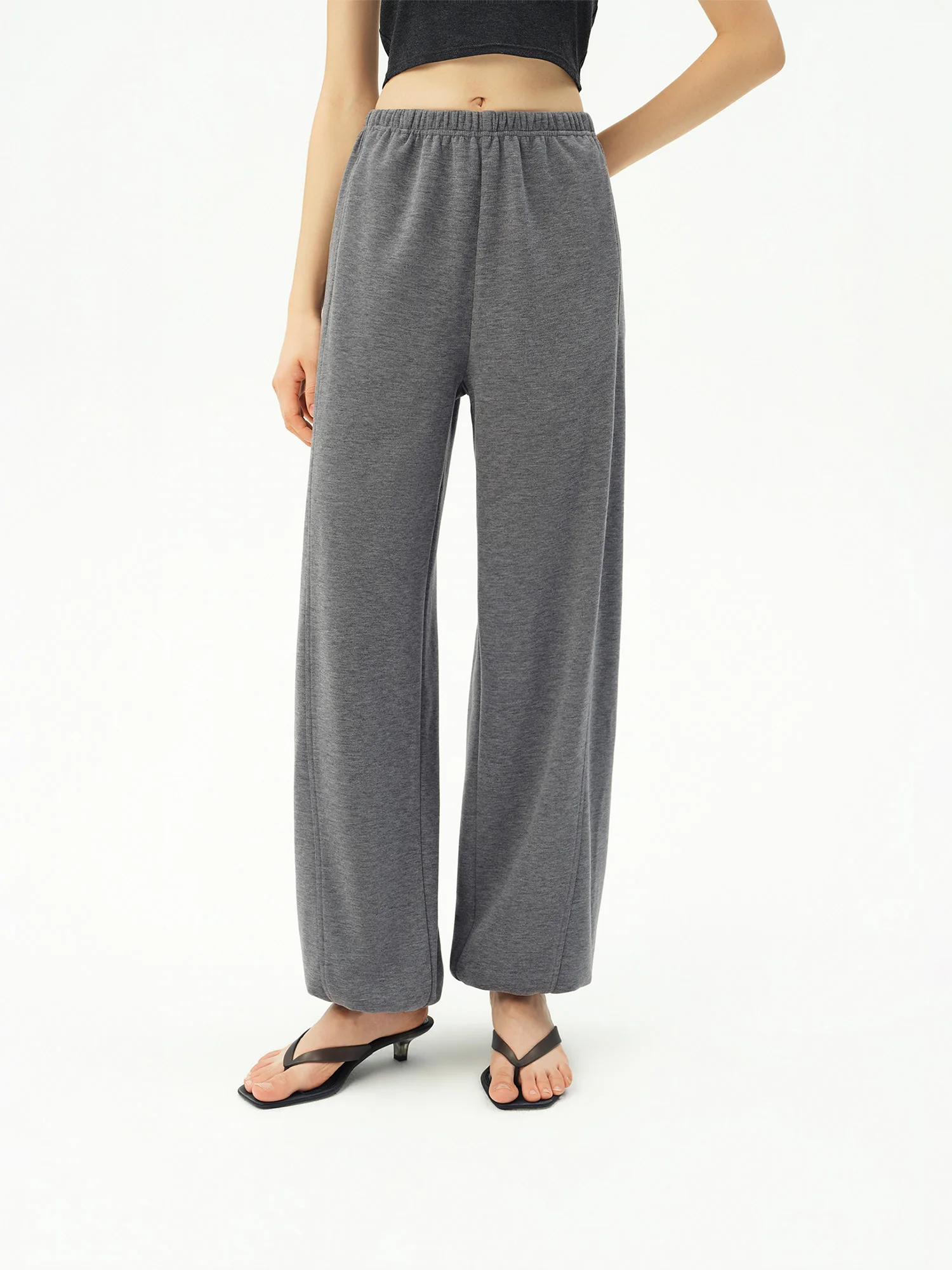 ZIQIAO 2026 Fall Women's Effortless Relaxed High Waist Wool Knit Pants with Diagonal Seam - Chic Casual Trousers for Daily Wear