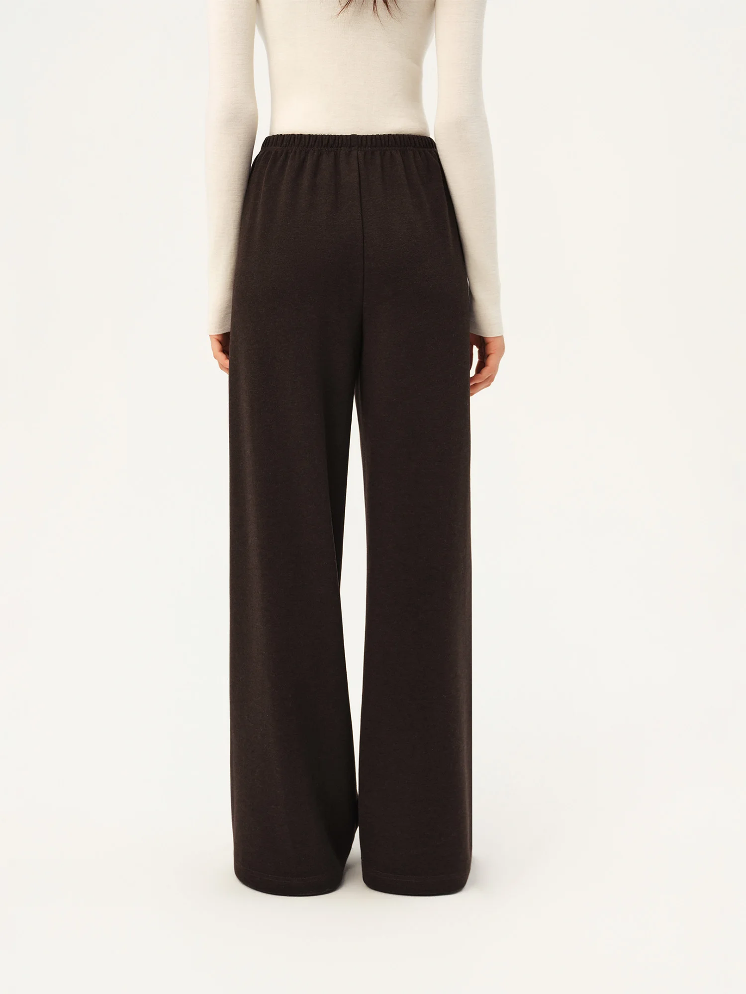 ZIQIAO 2026 Fall Women's Effortless Relaxed High Waist Wool Knit Pants with Diagonal Seam - Chic Casual Trousers for Daily Wear