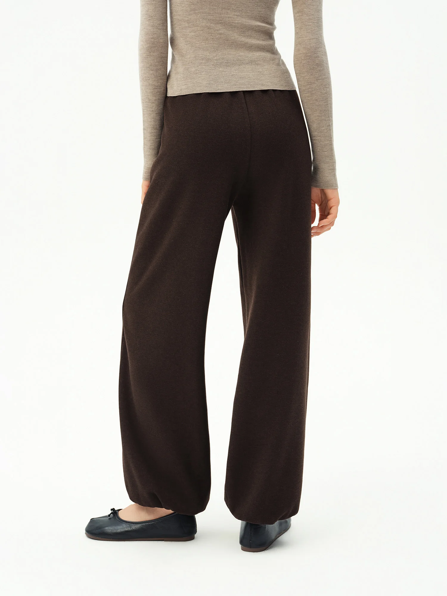 ZIQIAO 2026 Fall Women's Effortless Relaxed High Waist Wool Knit Pants with Diagonal Seam - Chic Casual Trousers for Daily Wear