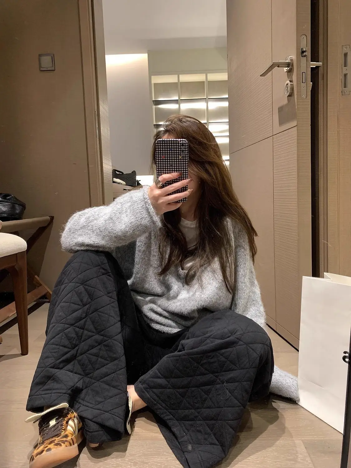 Casual Cotton Pants Women Korean Style Khaki Oversize Warm Wide Leg Trousers Vintage Black Winter Solid Loose Pants