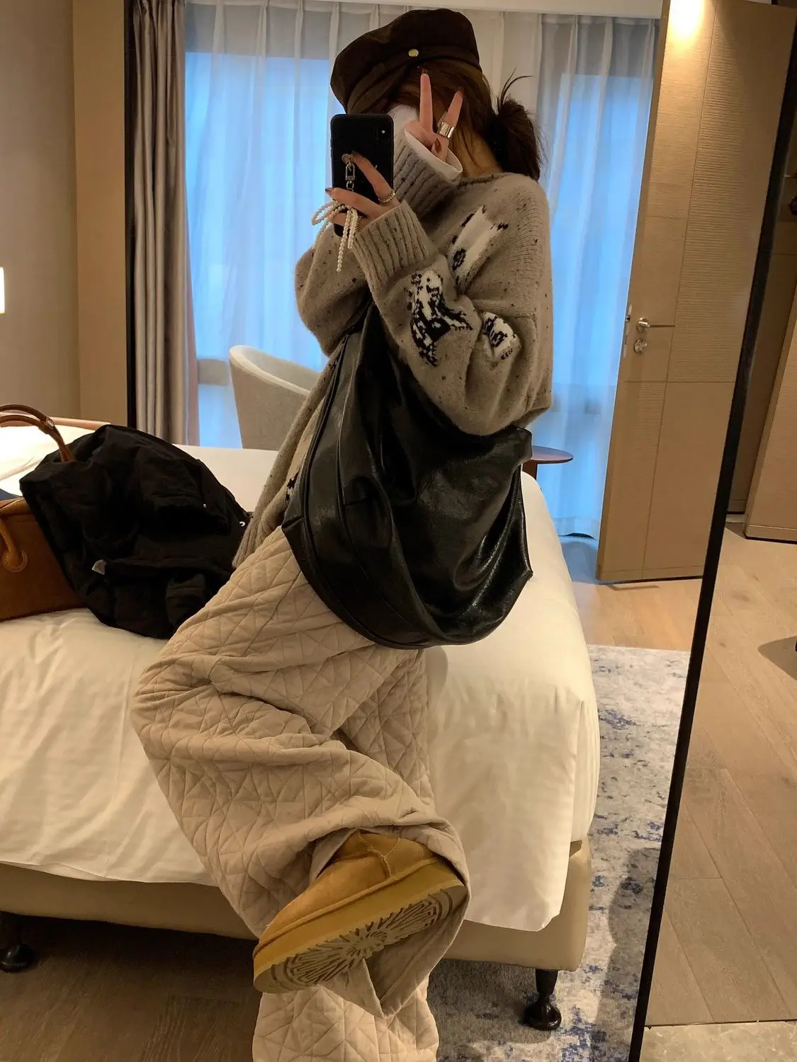Casual Cotton Pants Women Korean Style Khaki Oversize Warm Wide Leg Trousers Vintage Black Winter Solid Loose Pants