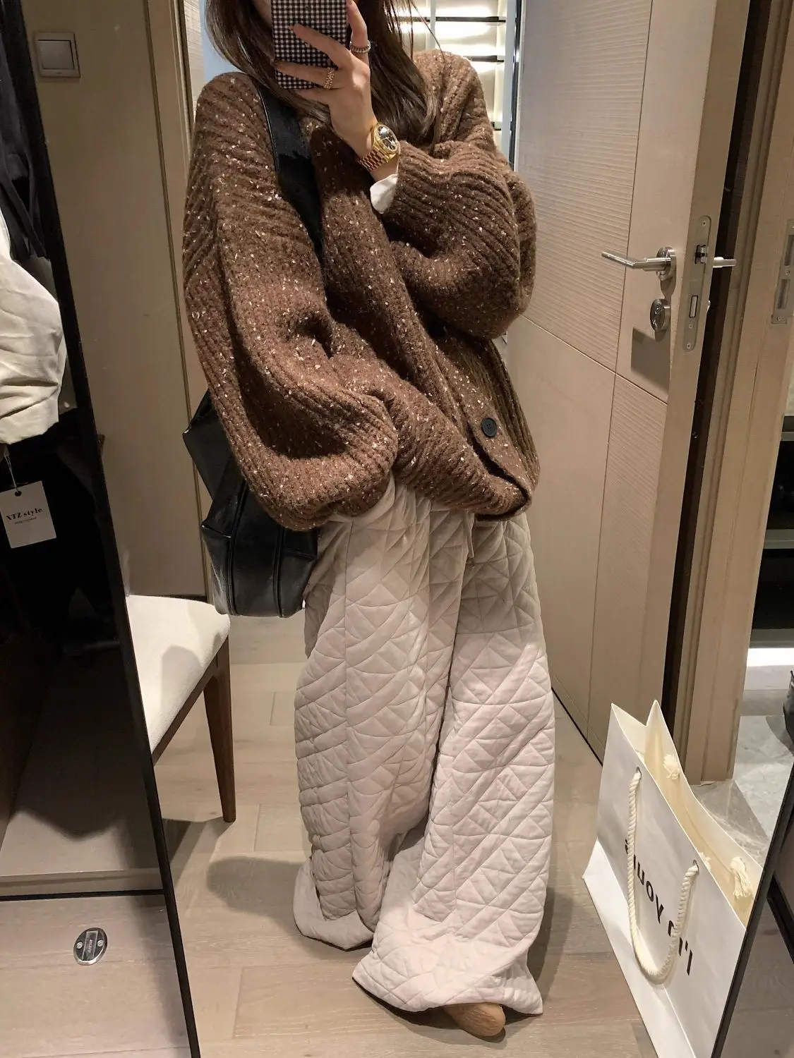 Casual Cotton Pants Women Korean Style Khaki Oversize Warm Wide Leg Trousers Vintage Black Winter Solid Loose Pants