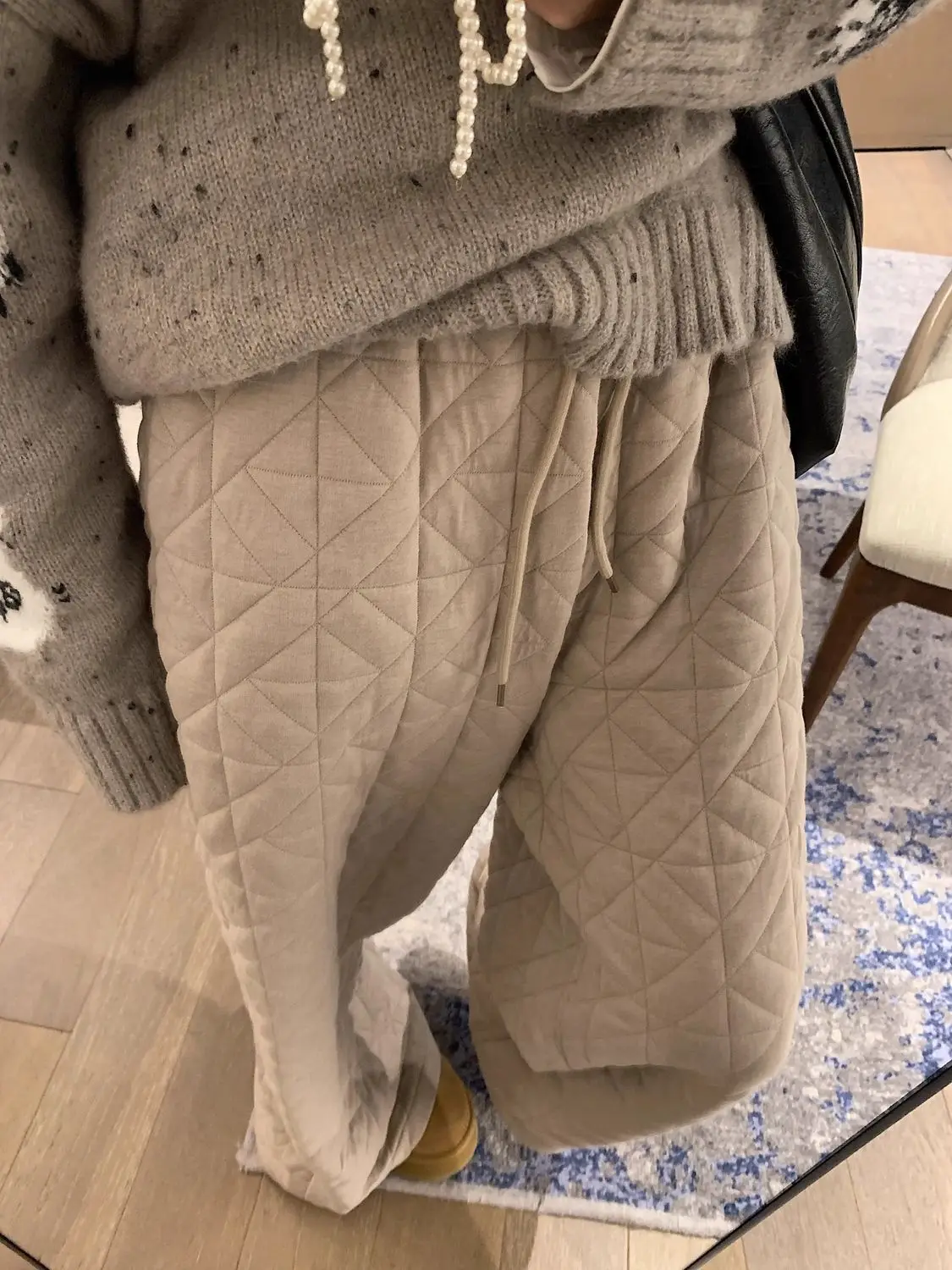 Casual Cotton Pants Women Korean Style Khaki Oversize Warm Wide Leg Trousers Vintage Black Winter Solid Loose Pants