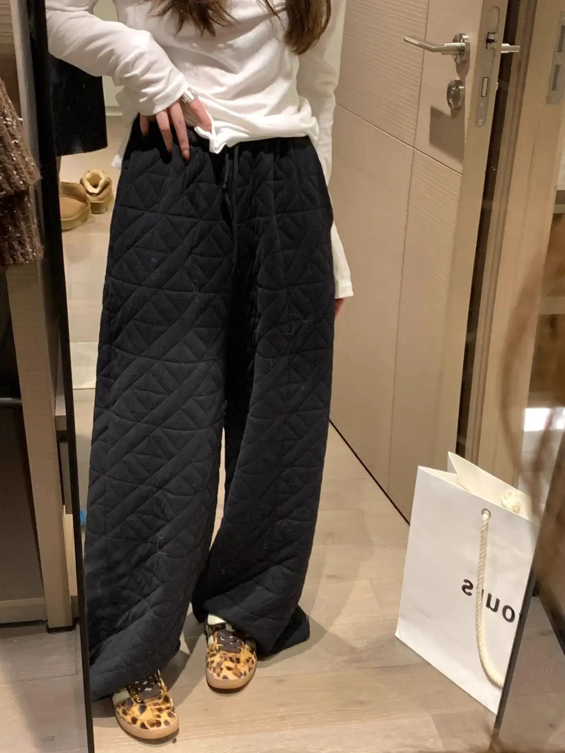 Casual Cotton Pants Women Korean Style Khaki Oversize Warm Wide Leg Trousers Vintage Black Winter Solid Loose Pants
