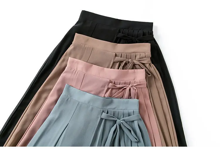 Pleated Chiffon Skirt Pants Thin Casual Women High Waist Wide Leg Pantalones Mujer Korean Fashion Harajuku Ropa Baggy Trousers