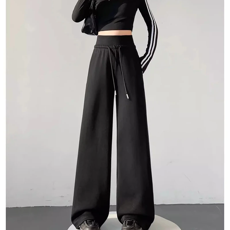 Hot Sale Women Classic High Waist Trousers Girls Loose Fit Wide Leg Casual Pants Female Chic Korean Home Daily Sweatpants