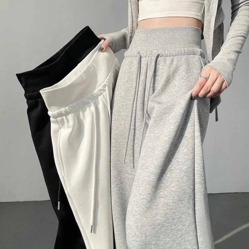 Hot Sale Women Classic High Waist Trousers Girls Loose Fit Wide Leg Casual Pants Female Chic Korean Home Daily Sweatpants