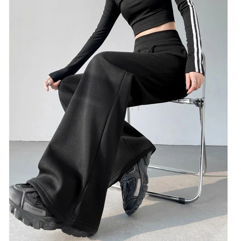 Hot Sale Women Classic High Waist Trousers Girls Loose Fit Wide Leg Casual Pants Female Chic Korean Home Daily Sweatpants