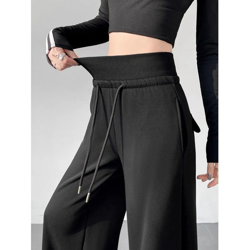 Hot Sale Women Classic High Waist Trousers Girls Loose Fit Wide Leg Casual Pants Female Chic Korean Home Daily Sweatpants