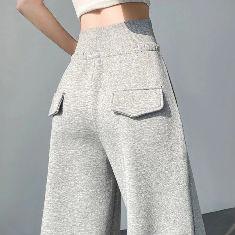 Hot Sale Women Classic High Waist Trousers Girls Loose Fit Wide Leg Casual Pants Female Chic Korean Home Daily Sweatpants