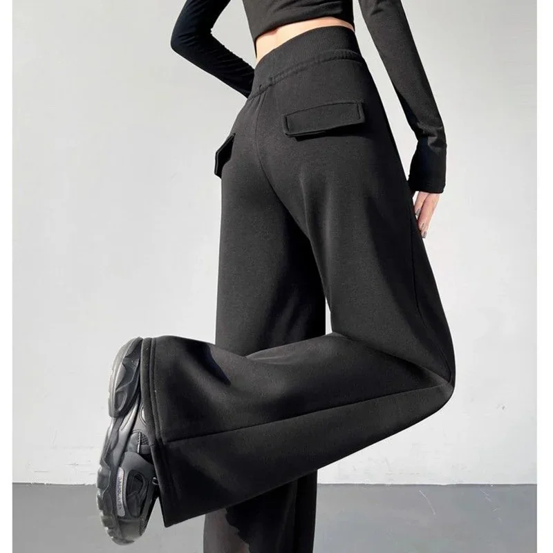 Hot Sale Women Classic High Waist Trousers Girls Loose Fit Wide Leg Casual Pants Female Chic Korean Home Daily Sweatpants