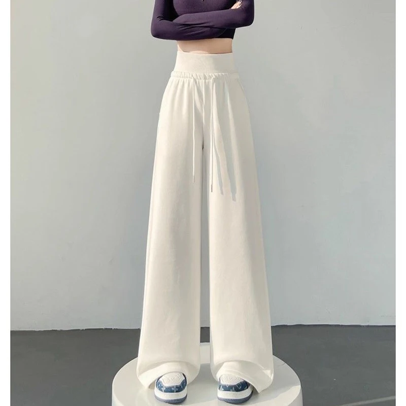 Hot Sale Women Classic High Waist Trousers Girls Loose Fit Wide Leg Casual Pants Female Chic Korean Home Daily Sweatpants